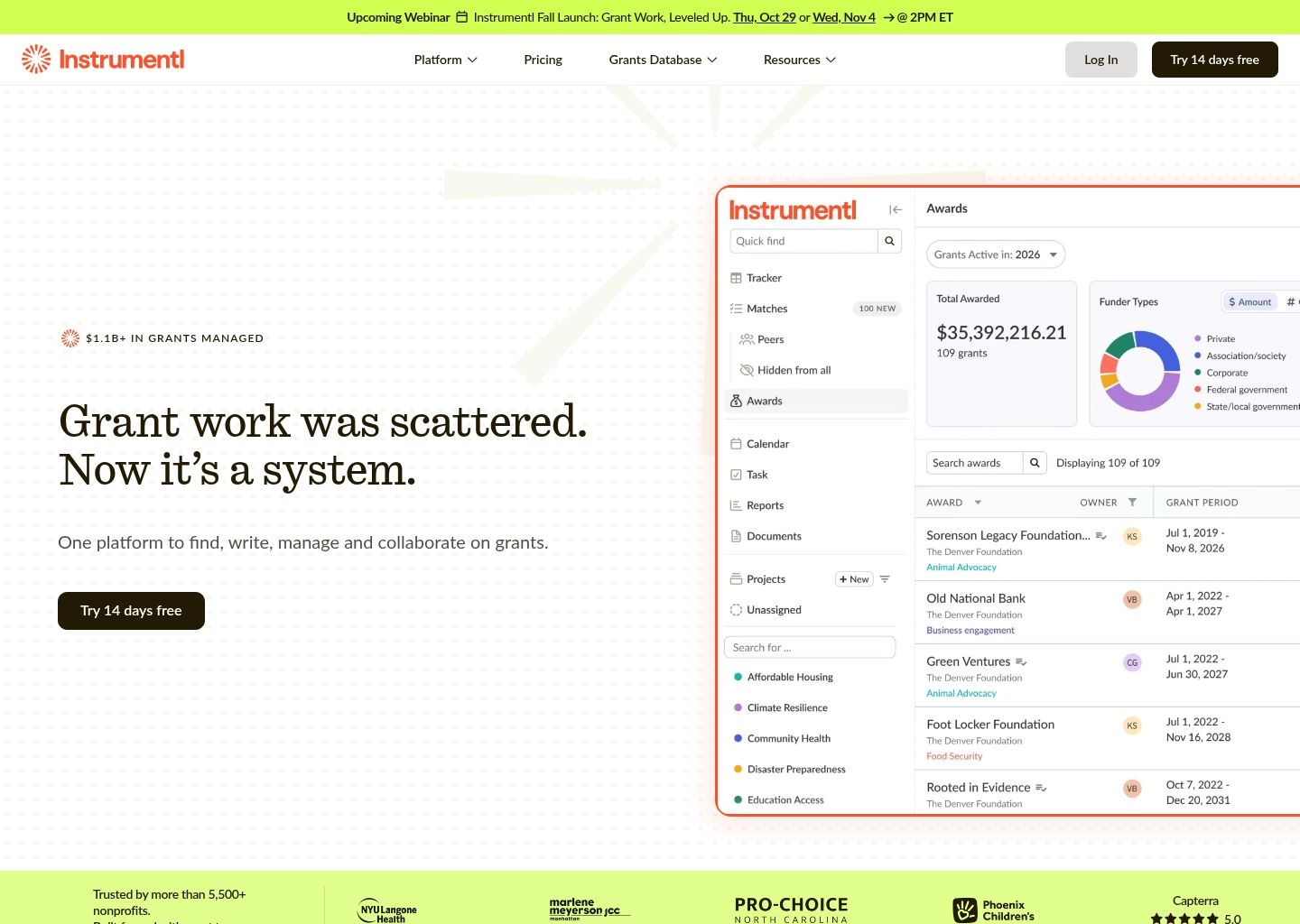 Instrumentl Grant Discovery and Form 990 Intelligence Platform