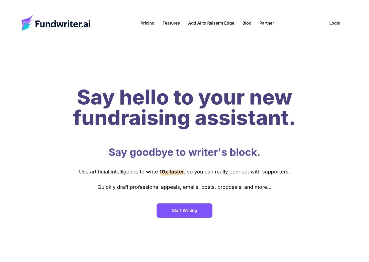 Fundwriter AI Non-Profit Writing and Fundraising Workspace