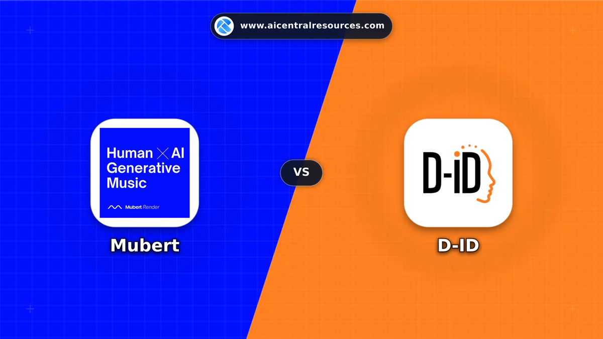 Compare Mubert vs D-ID - Features, Pricing & Performance Matrix Mubert vs D-ID Comparison Battle Card - Features, Pricing & Review in AI Audio & Music Tools