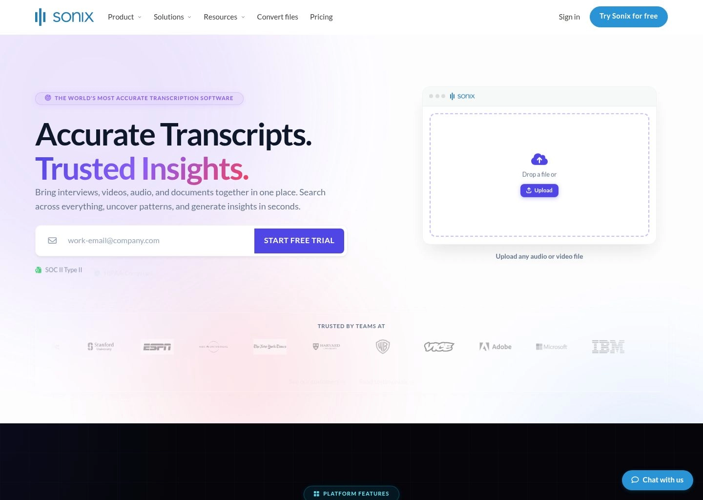 Sonix Enterprise Synchronized Audio Transcription and Subtitle Editor