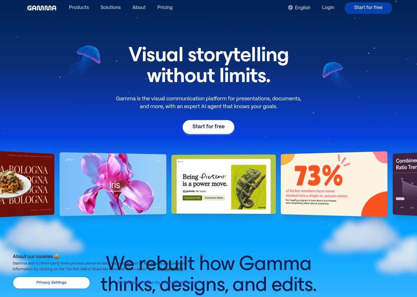 Gamma AI Productivity Tool Workspace UI Preview