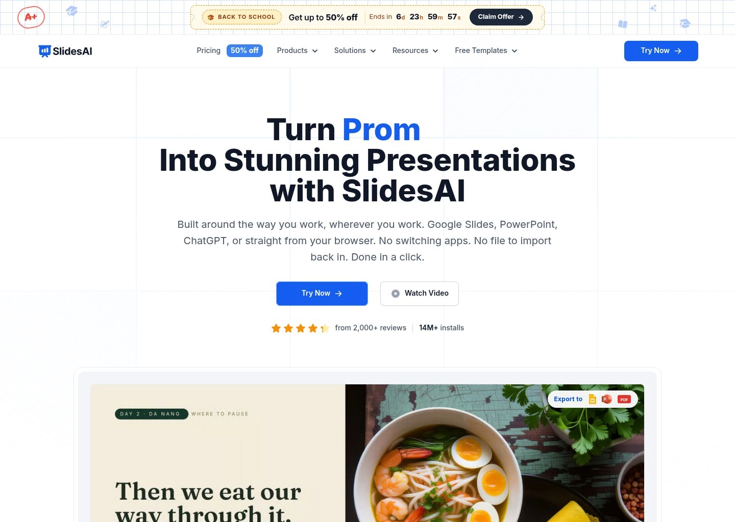 SlidesAI Google Workspace add-on interface converting text summaries into formatted Google Slides
