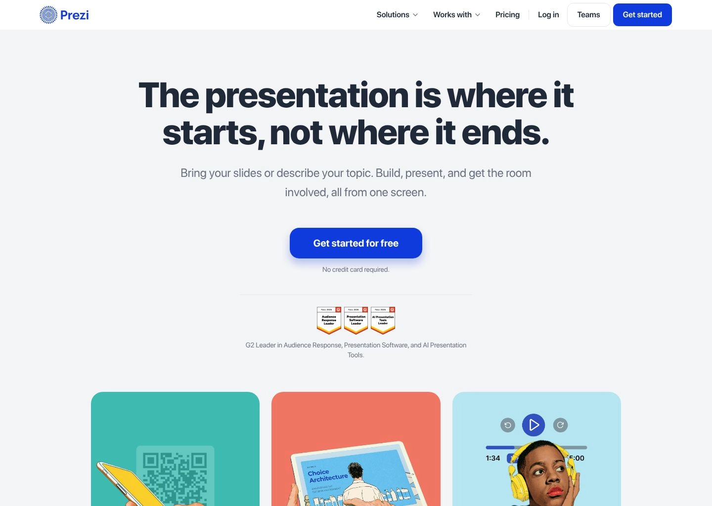 Prezi AI presentation canvas displaying non-linear zoom paths and interactive video presenter features