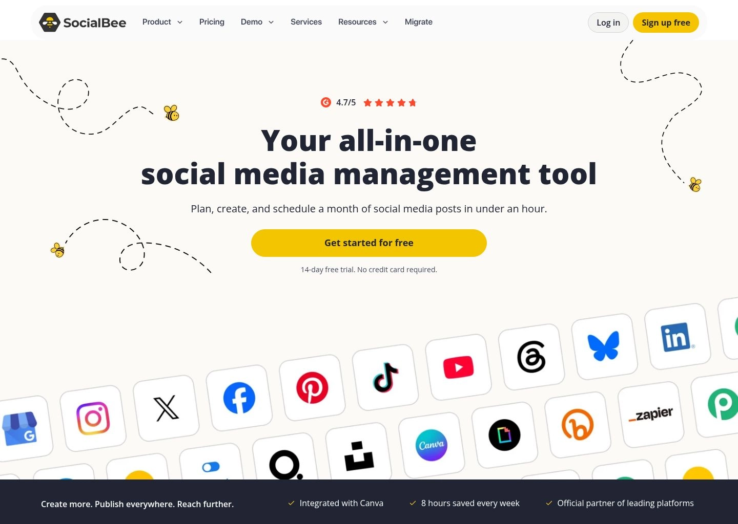 SocialBee social media management suite displaying category-based evergreen queues and AI copilot strategy planner