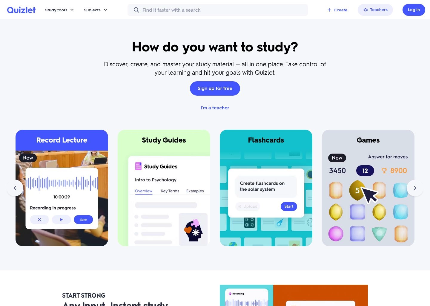 Quizlet Interface Screenshot Quizlet Student & Academic AI Tool Workspace UI Preview