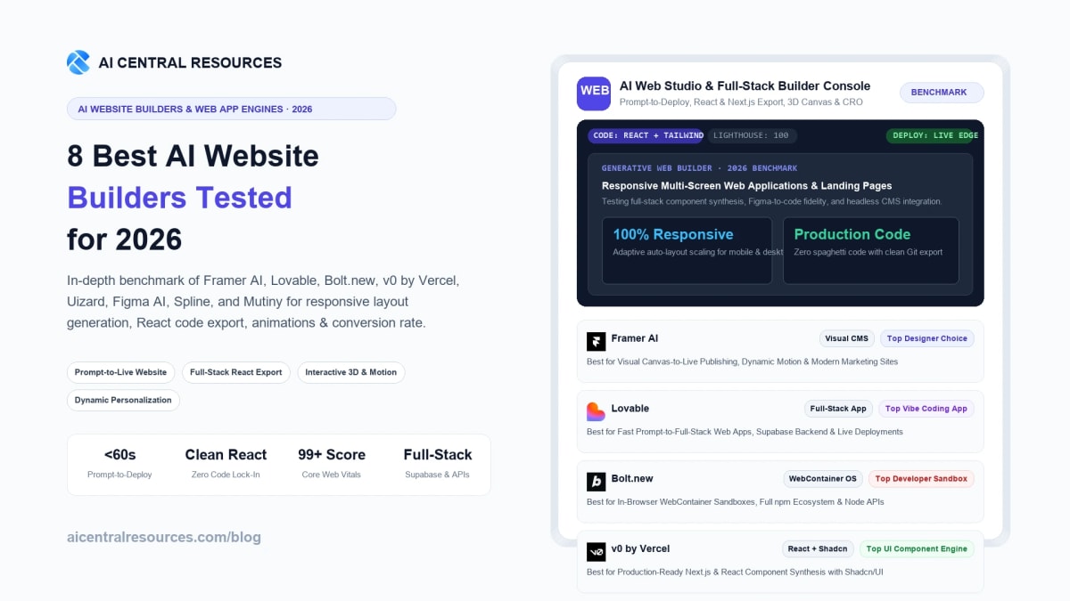 8 Best AI Website Builders in 2026 (Framer vs Lovable vs Bolt.new)