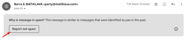 Gmail Report not spam button