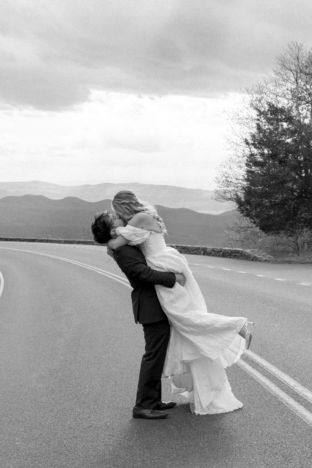 Couple's portrait during their Shenandoah National Park microwedding