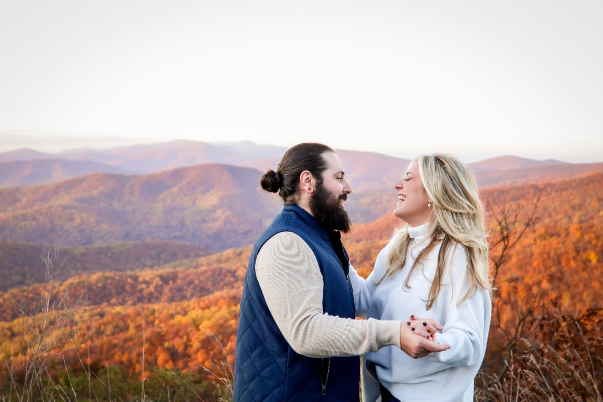 Sunrise engagement in Shenandoah National Park