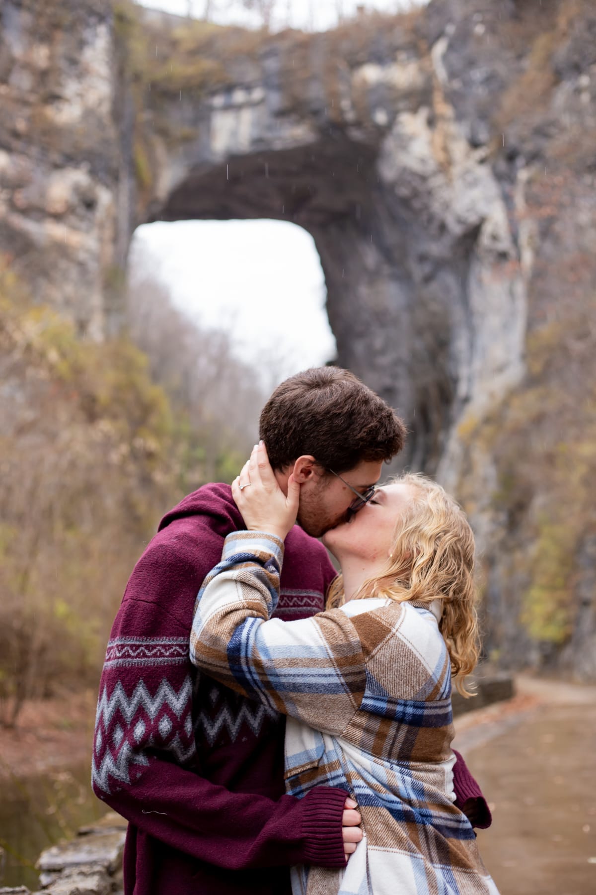 Engaged couple at Natural Bridge State Park