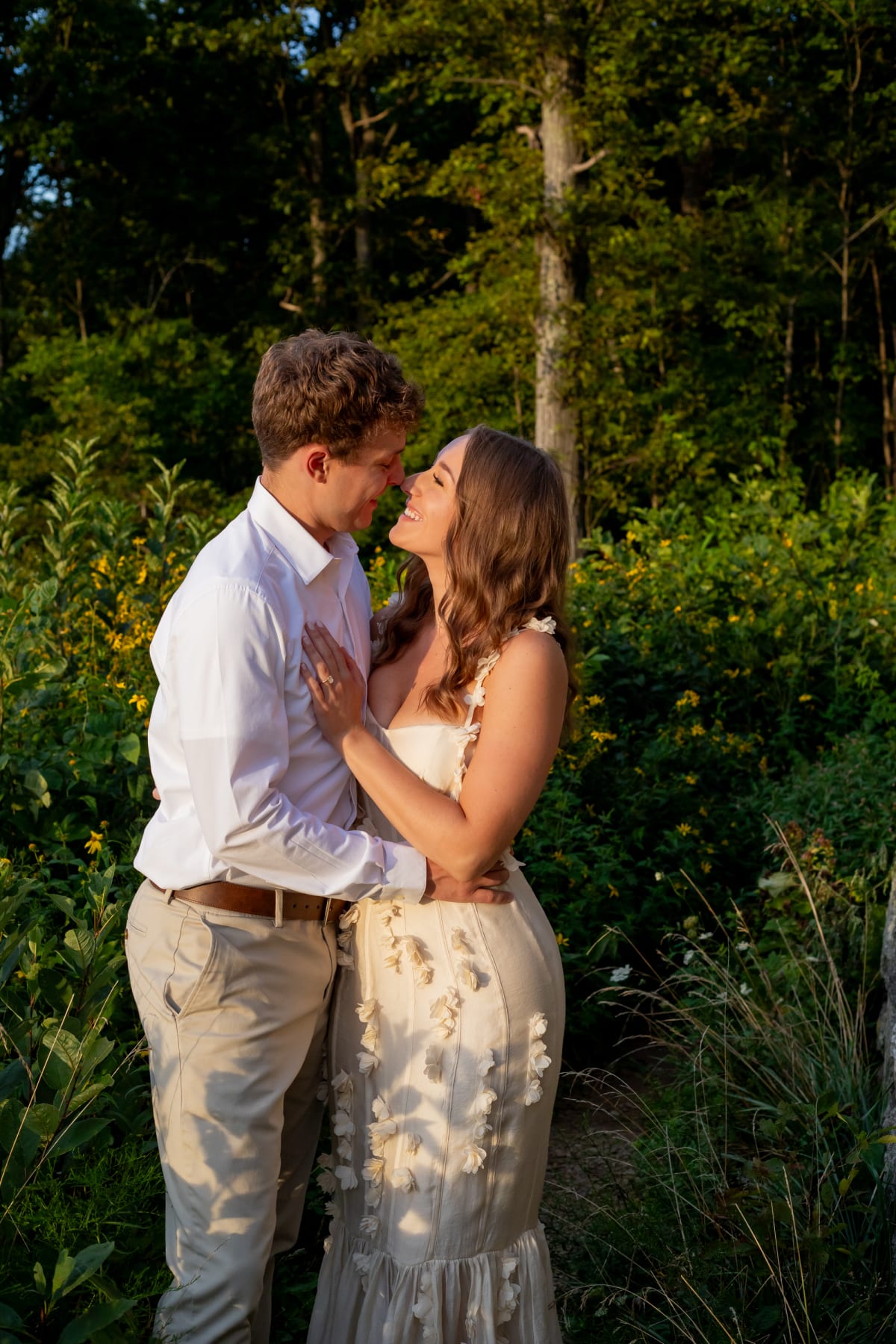 Couple among wildflowers on the Blue Ridge Parkway