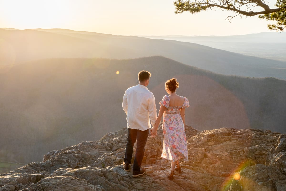 Golden hour overlooking the mountains at Raven's Roost