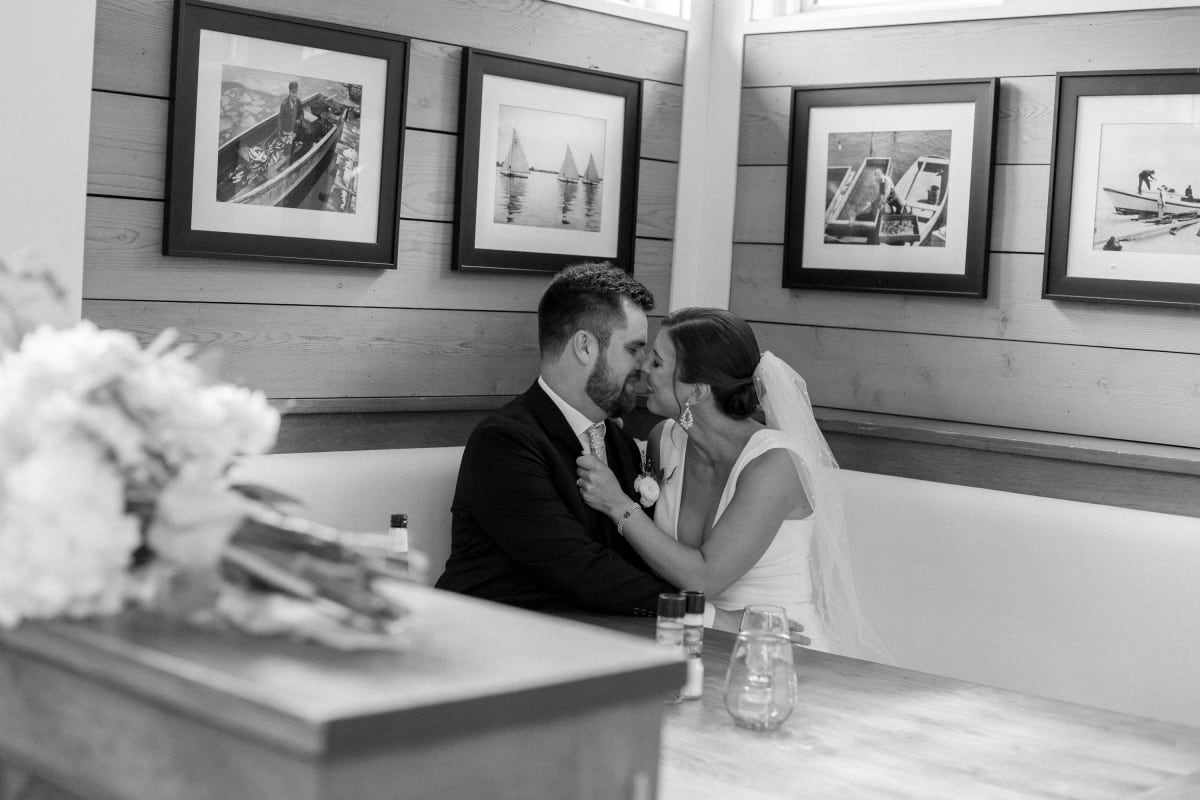Couple enjoying intimate moments at their tavern microwedding