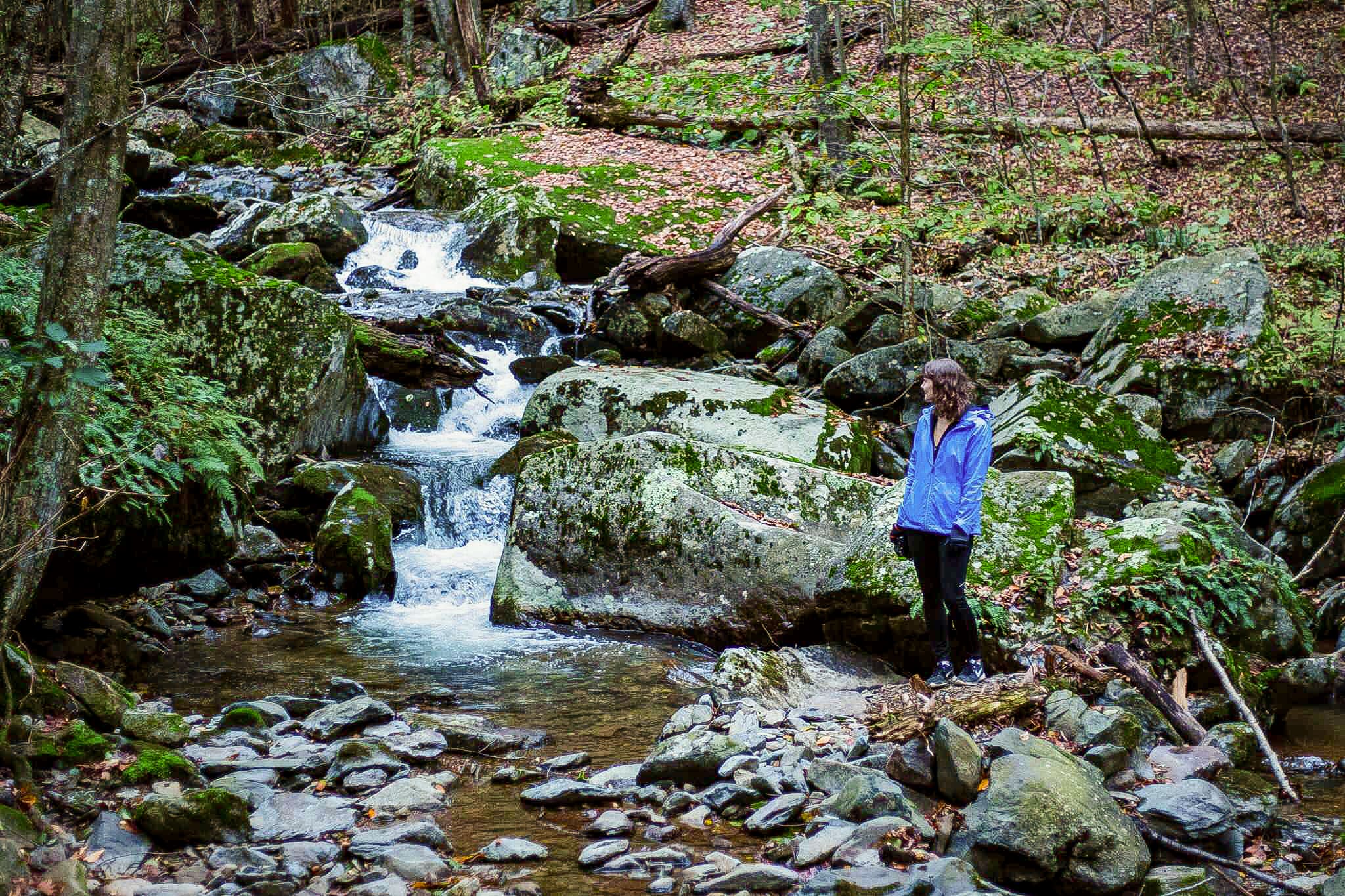 Alysa Segovia hiking Shenandoah waterfall