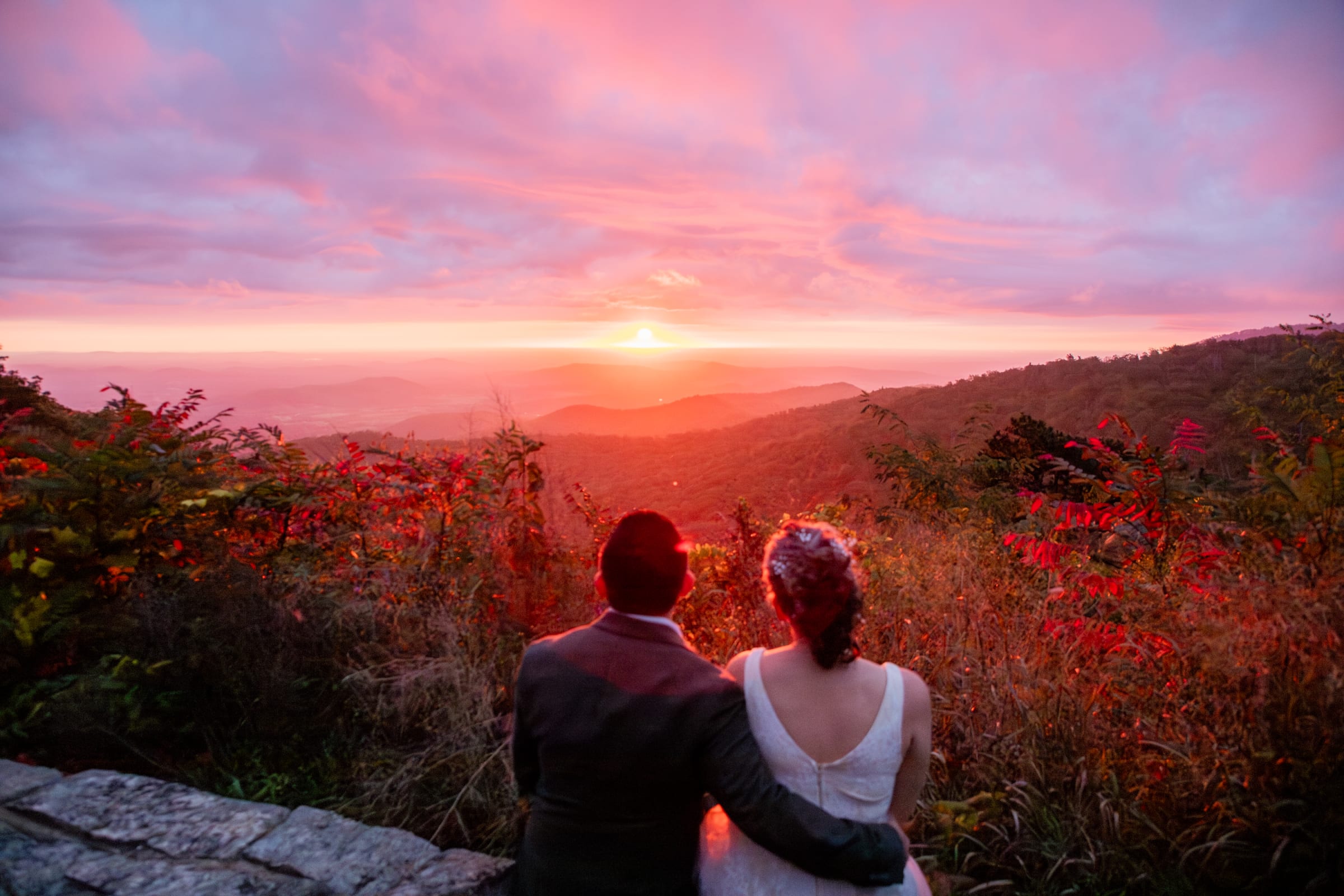 Elopement ceremony in the misty Shenandoah mountains