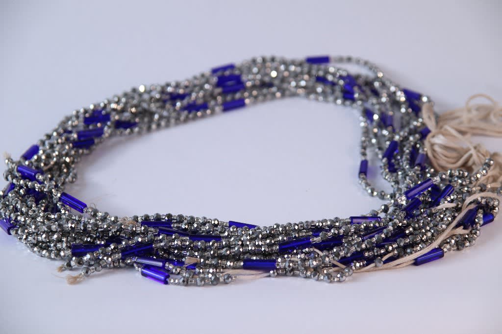 Moon line Echo – Silver & Blue Layered Waist Bead Set