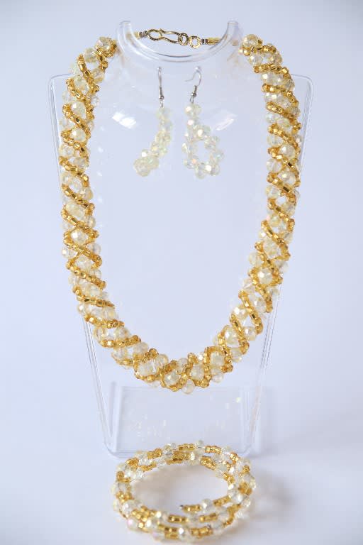 Sunweave Halo – Gold & Translucent Bead jewellery Set (Morison)