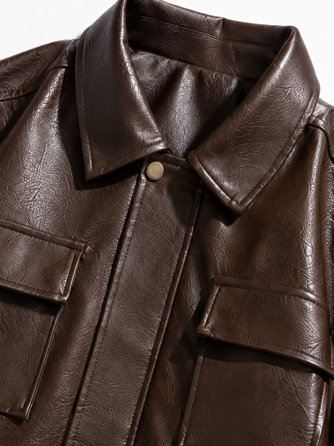 CHAQUETA CUERO CAFE