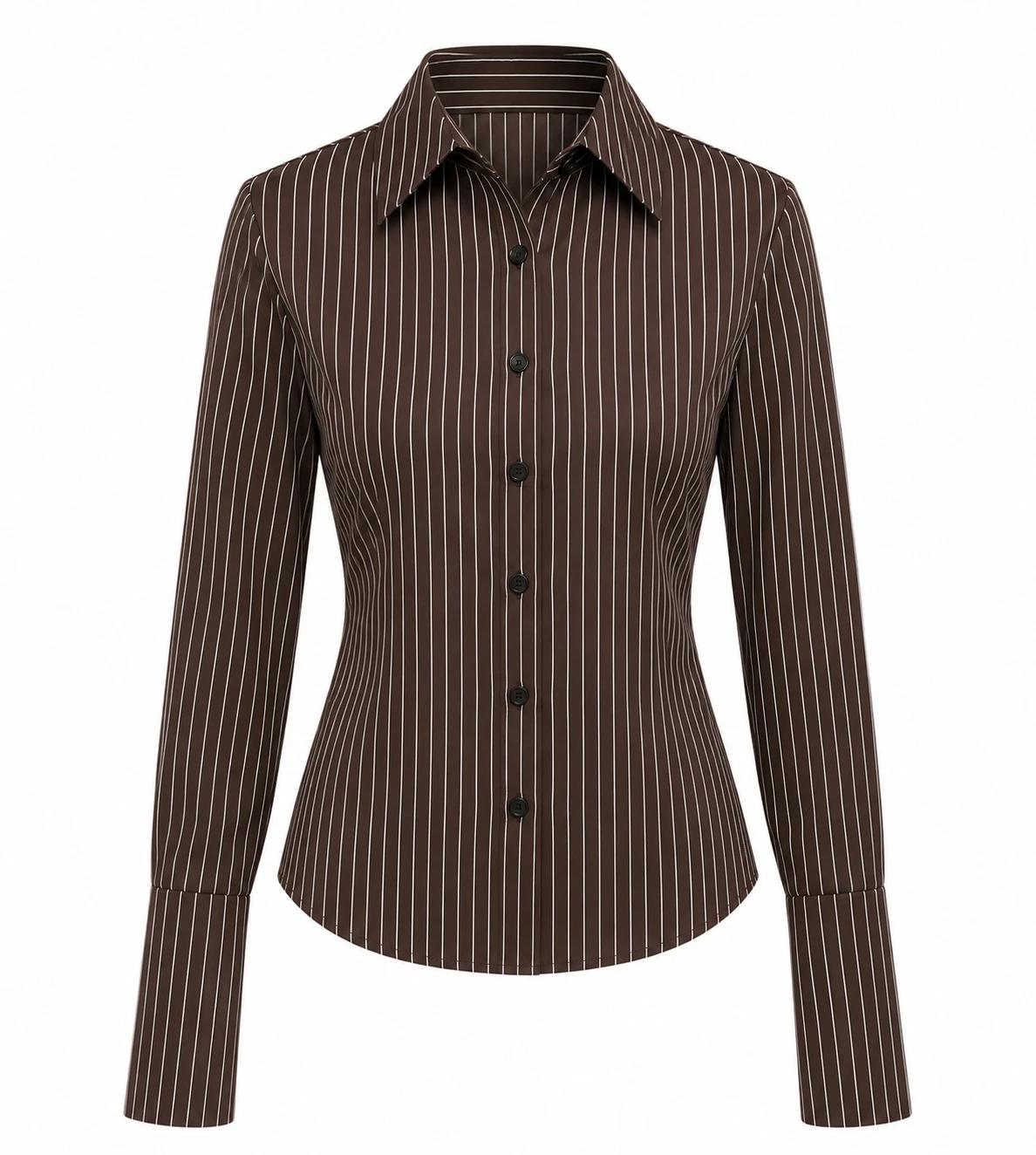 CAMISA MARRON A RAYAS 2