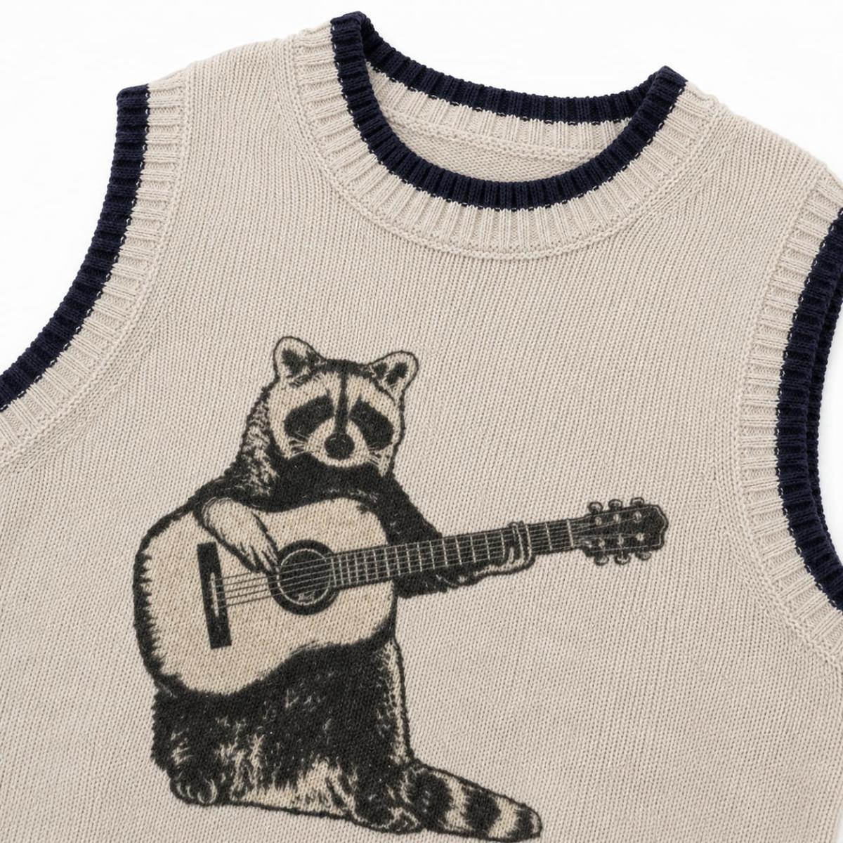CHALECO TEJIDO CON DISEÑO DE MAPACHE