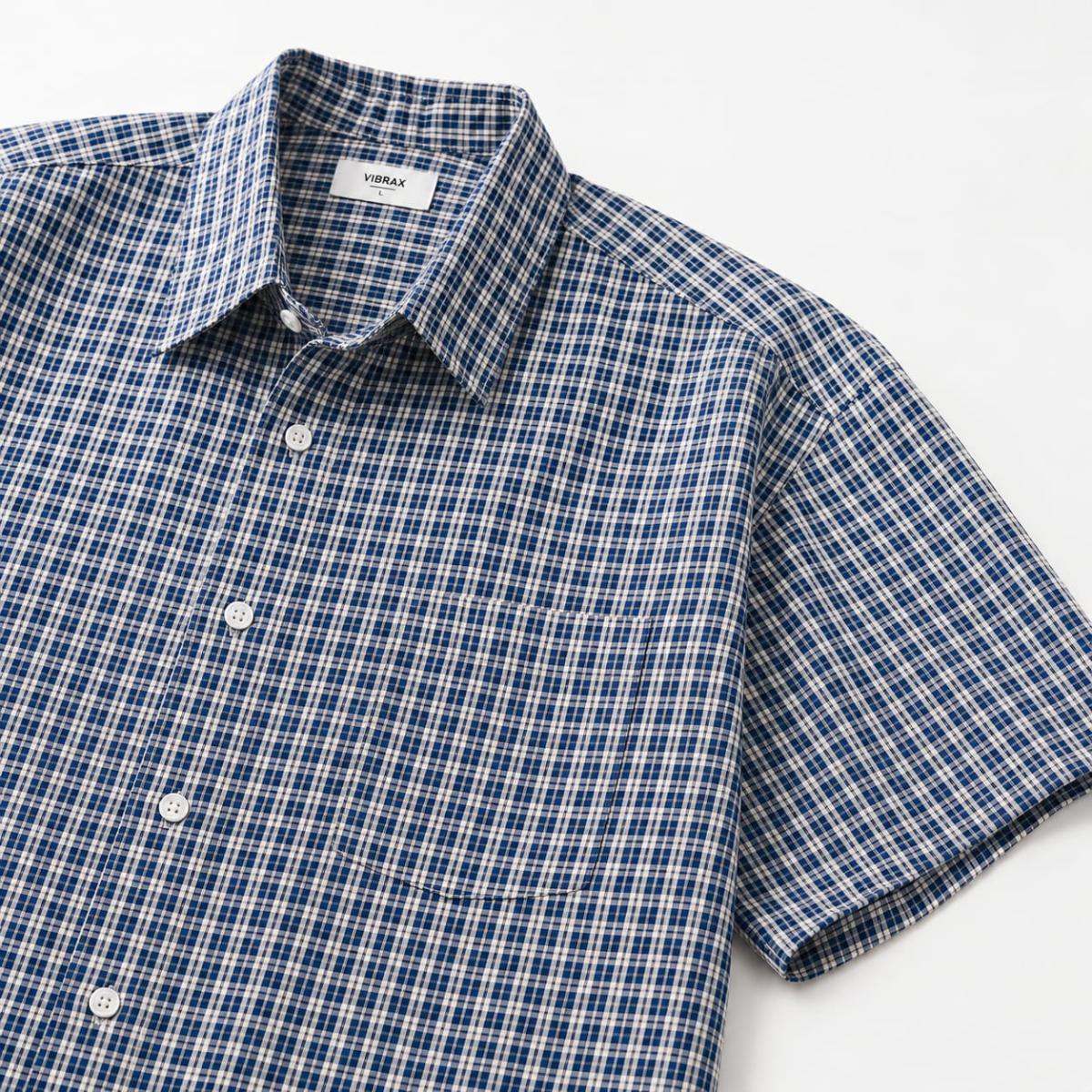 CAMISA A CUADROS CELESTE