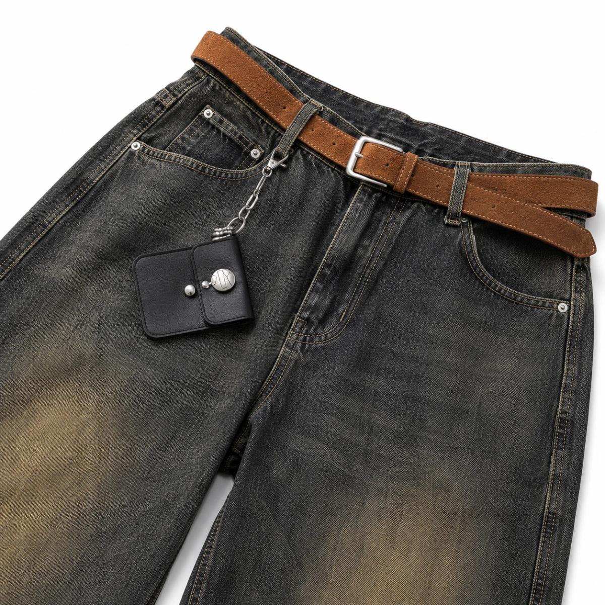 JEANS GRIS OSCURO DESGASTADO