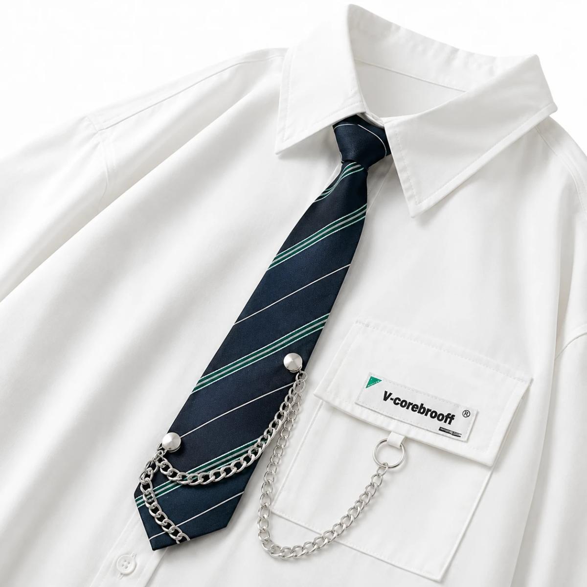CAMISA OVERSIZE BLANCO CON CORBATA