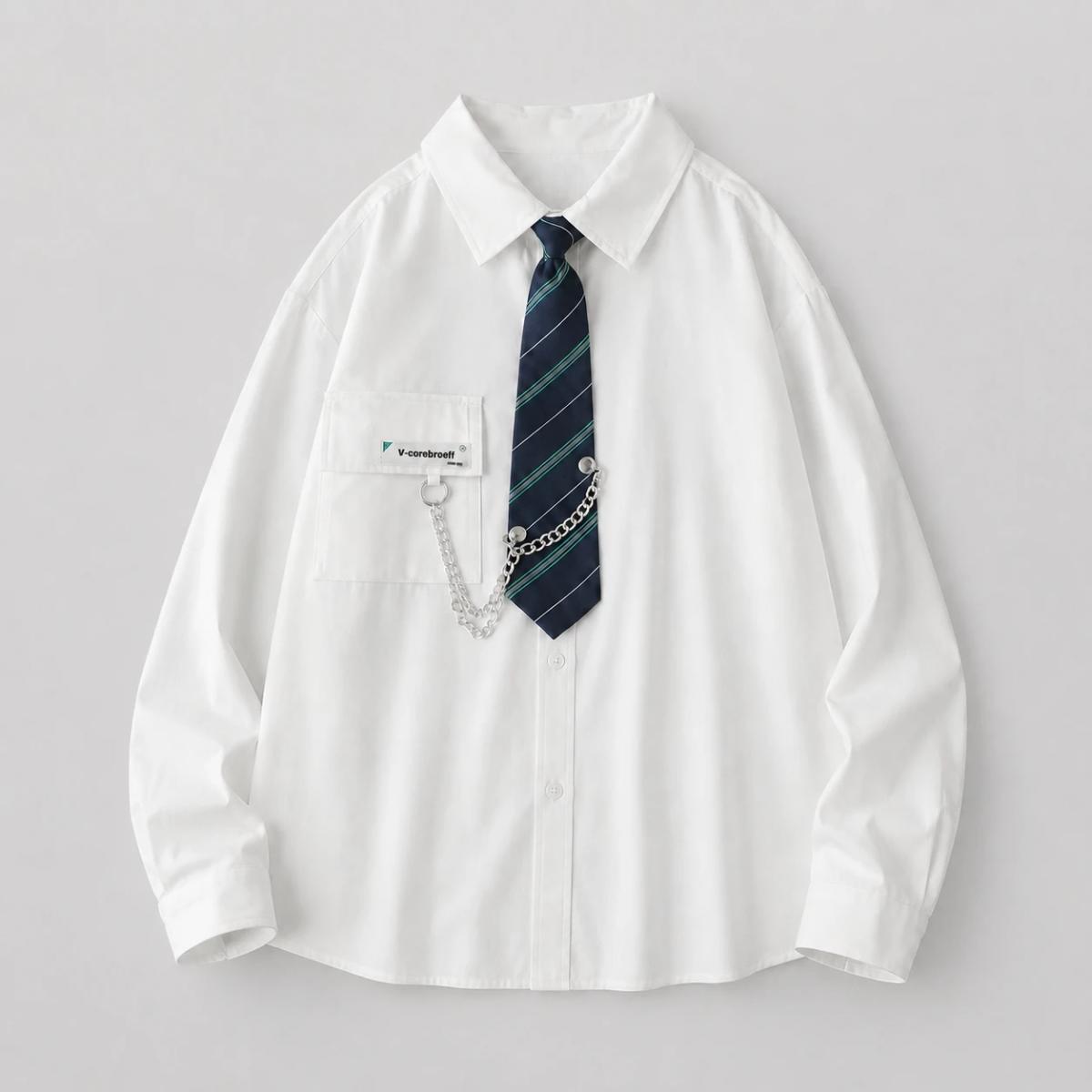 CAMISA OVERSIZE BLANCO CON CORBATA 2
