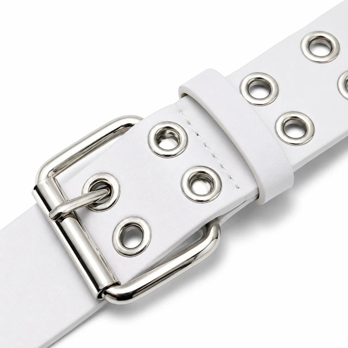 Cinturón White Silver Eyelets
