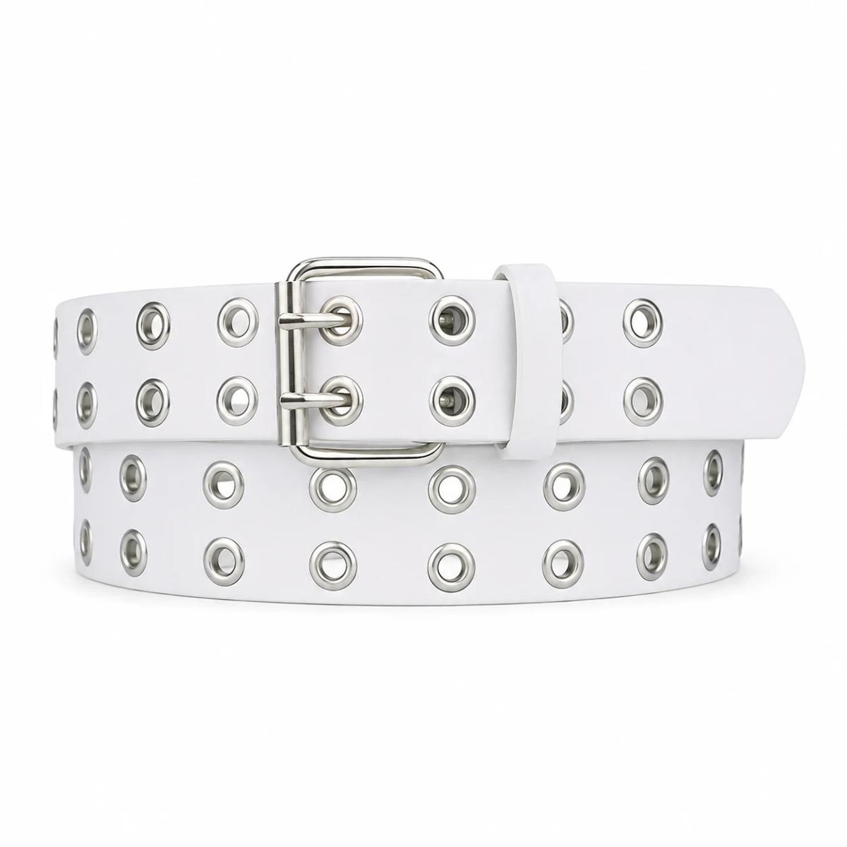Cinturón White Silver Eyelets 2
