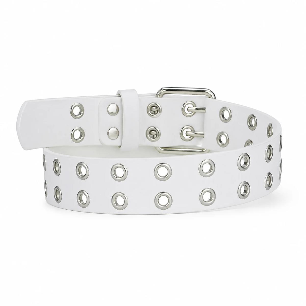 Cinturón White Silver Eyelets 3