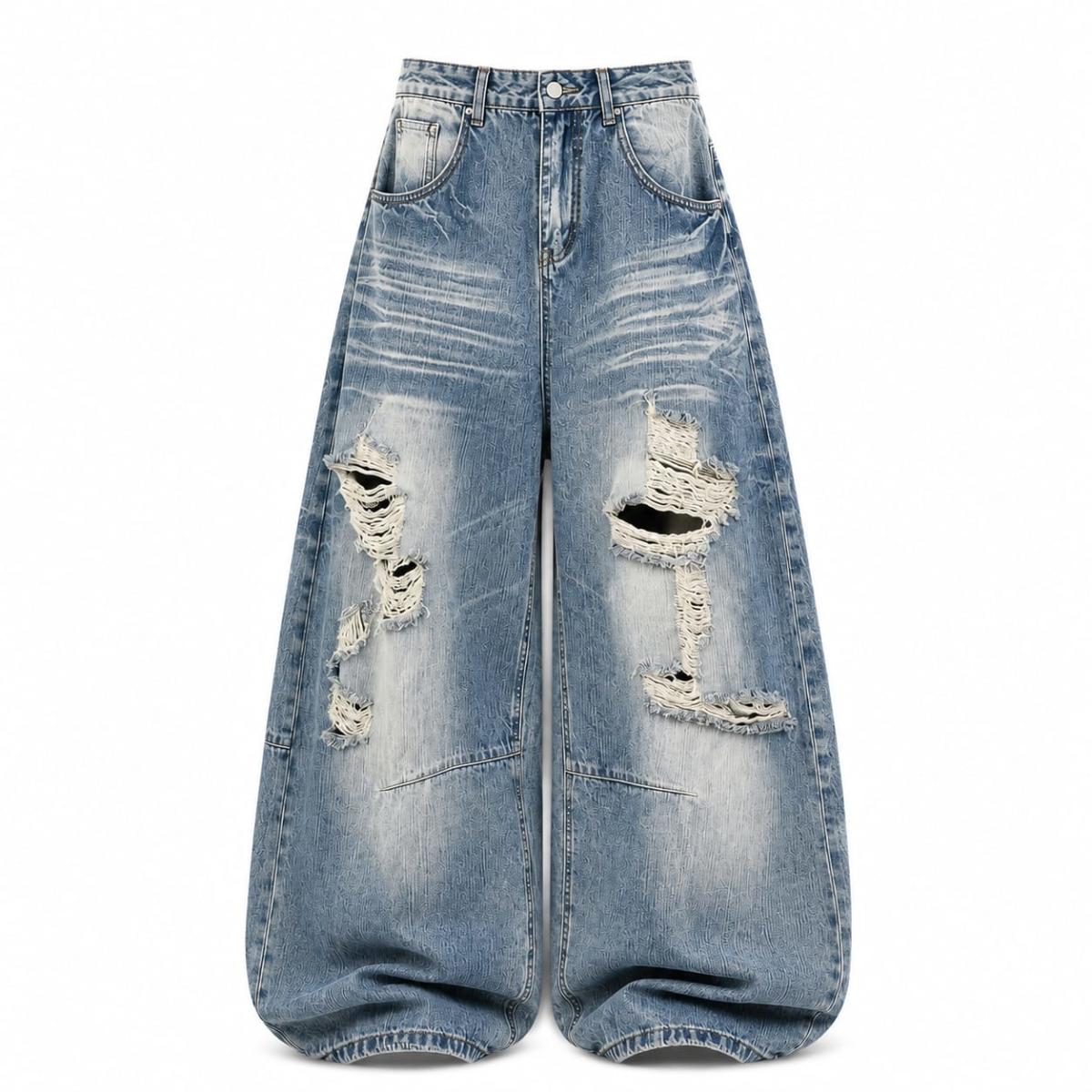 Distressed Blue Baggy 2