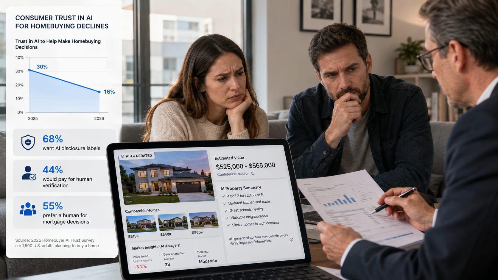 Consumer Trust in AI for Homebuying Fell by Half in Just One Year