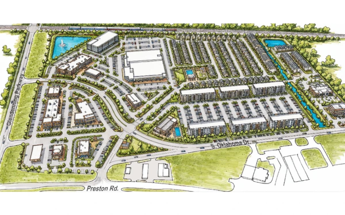Kip's Crossing illustrated plan from Preston Road