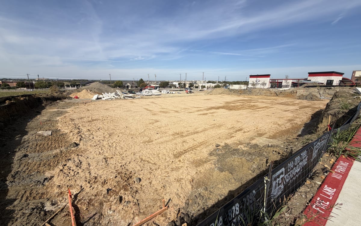 Preston Prime Plaza building pad graded, October 25, 2026