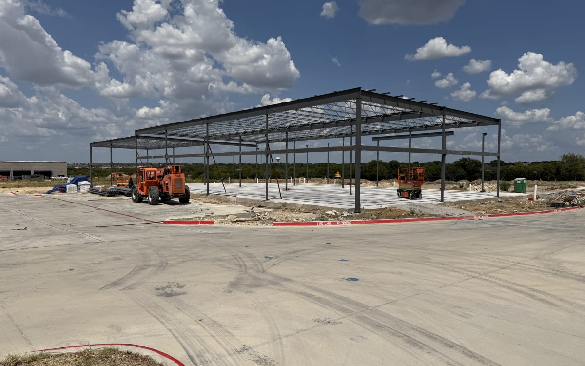 Preston Crossroads Shops A steel framing, August 8, 2026