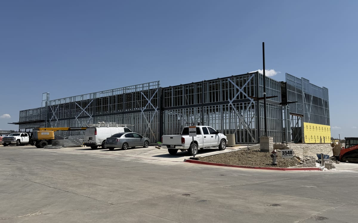 Celina Shops at Light Farms 3540 building wall framing and sheathing, September 7, 2026