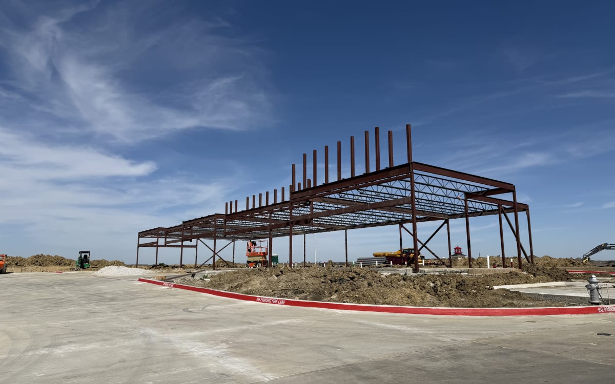 Celina Shops at Light Farms steel framing, March 24, 2026