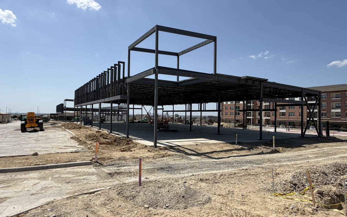 Central Plaza steel framing, July 26, 2026