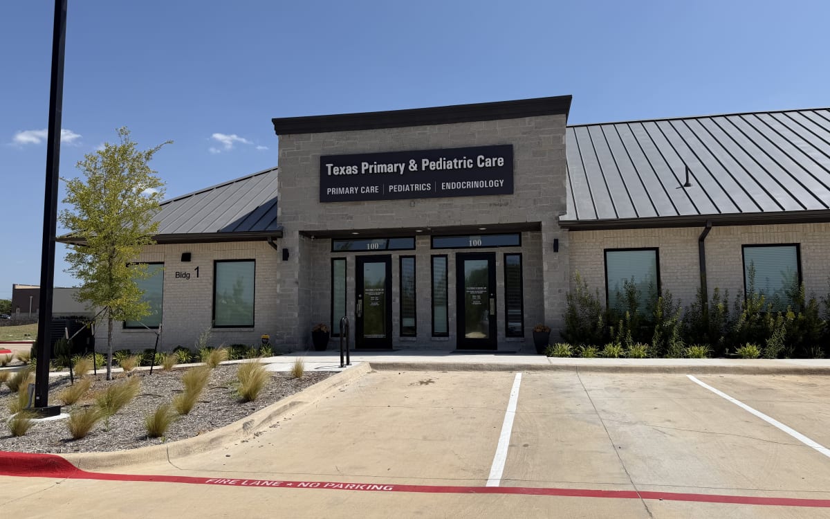 Building 1 with Texas Primary & Pediatric Care signage, July 26, 2026