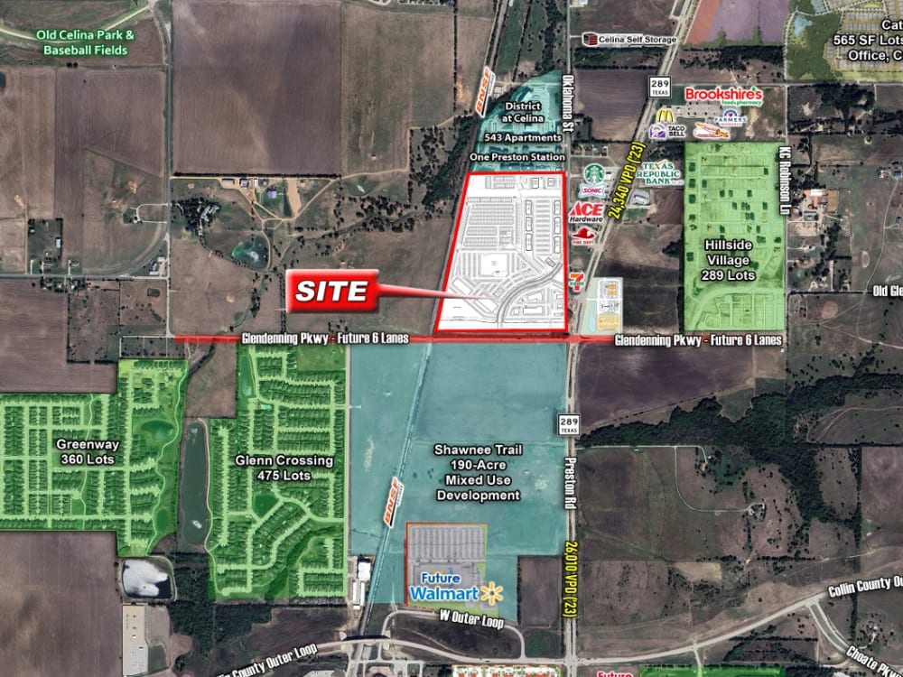 Kip's Crossing location map between Preston Road, Glendenning Parkway and the BNSF rail line