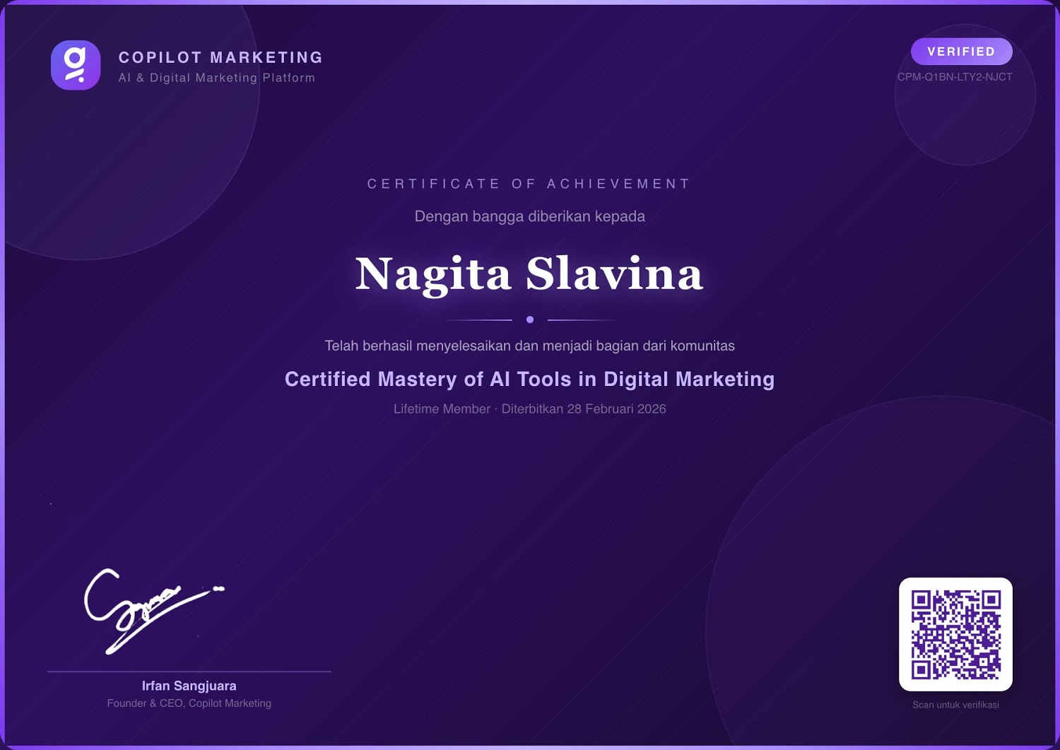 Sertifikat Nagita Slavina