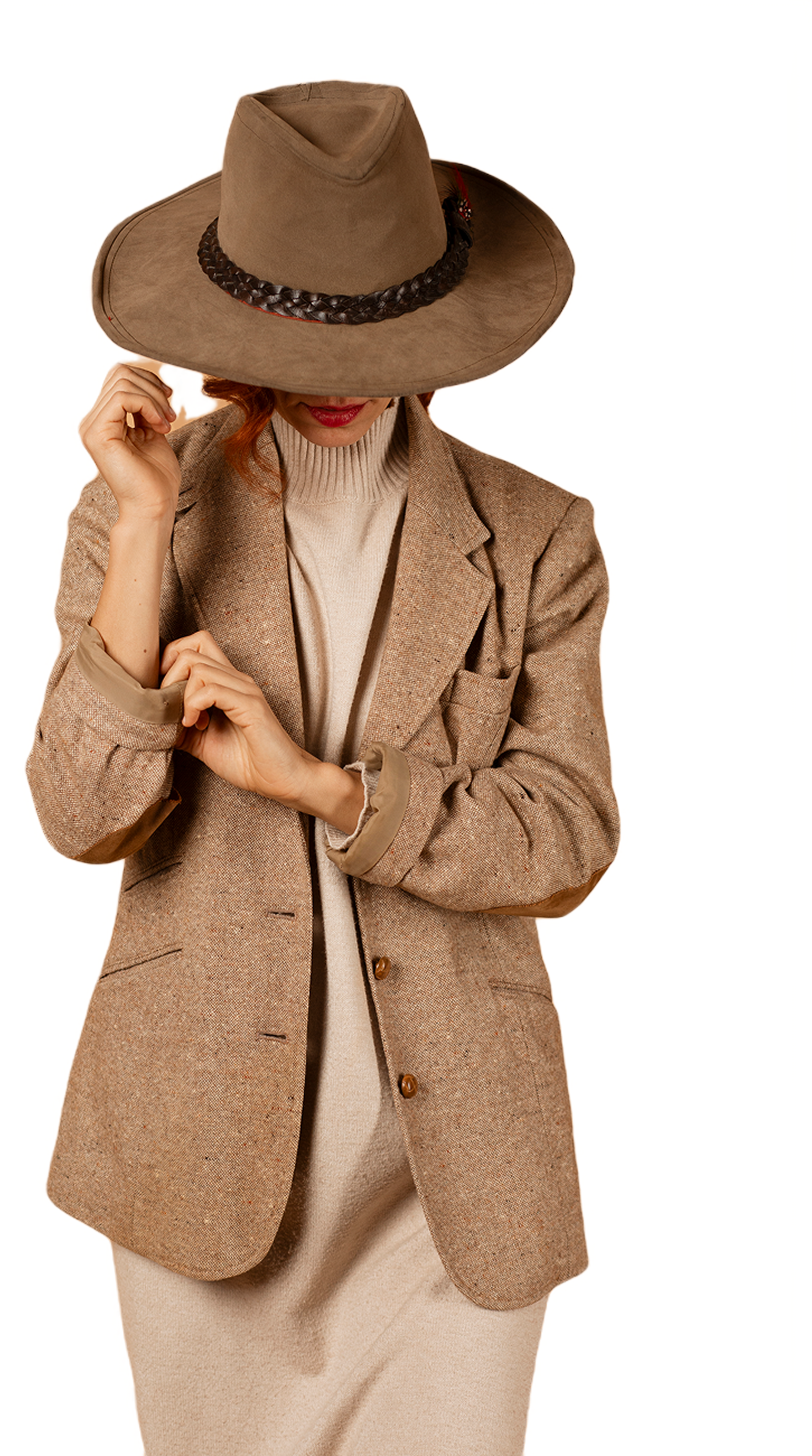 Person in beige clothing