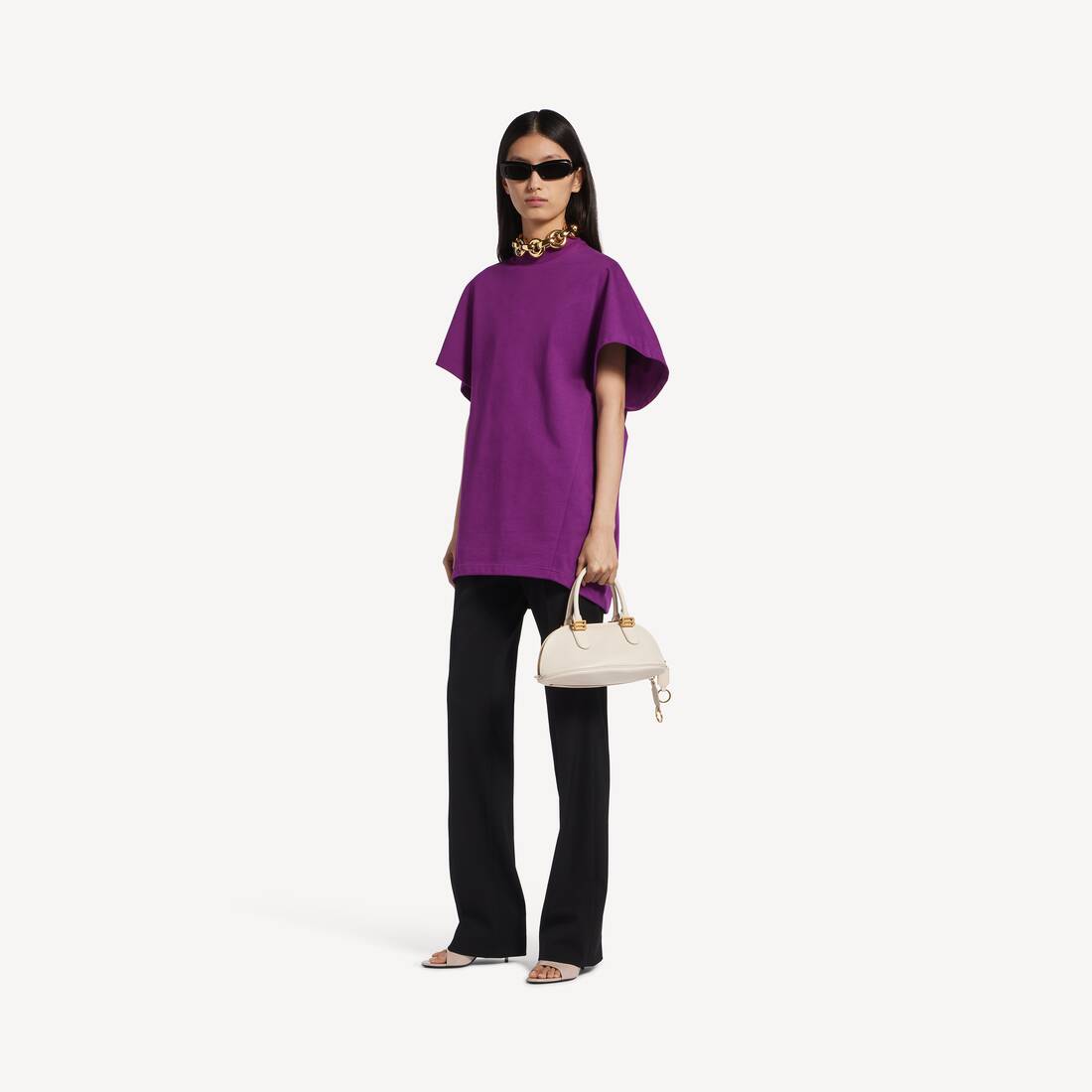Structured T-Shirt in violet very heavy jersey