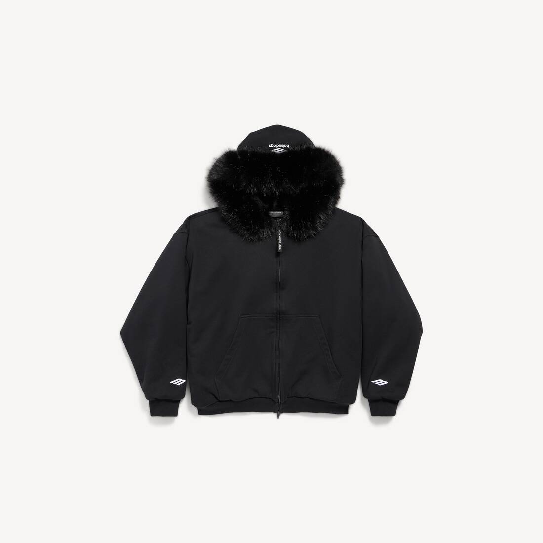Women's Fluffy Zip-up Hoodie in Washed Black