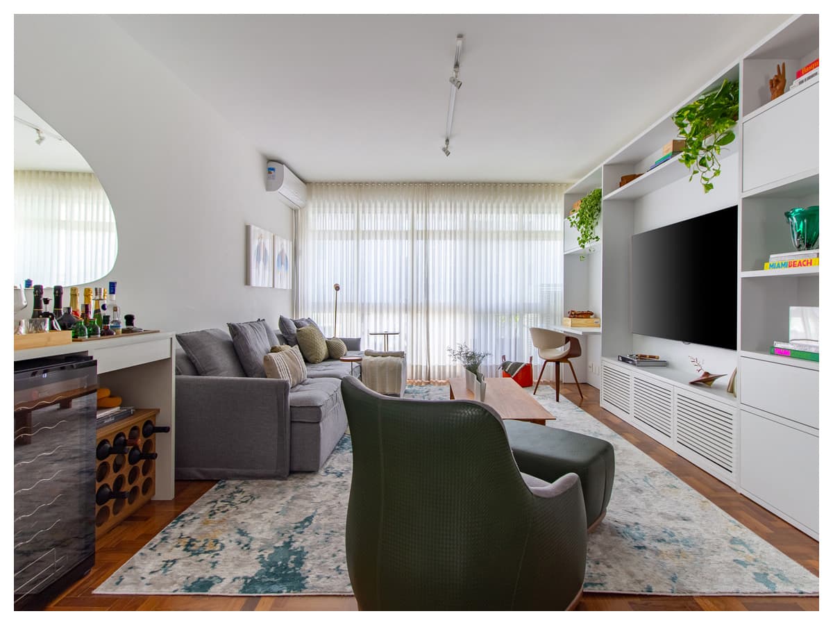 Projeto personalizado do Olinto Design para apartamento alugado no Itaim