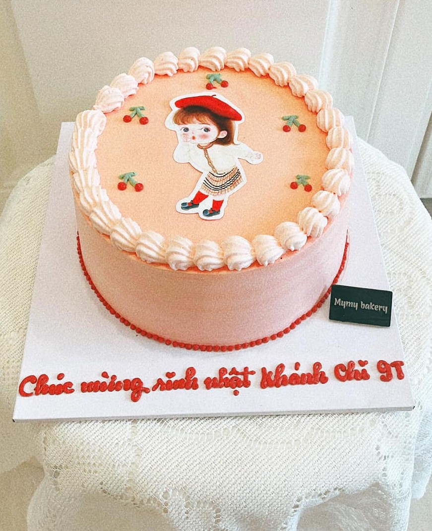 Bánh Kem Bé Gái Beret Đỏ