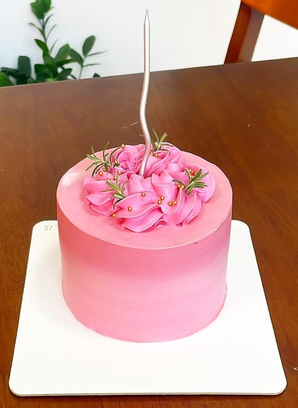 Bánh kem hồng hoa kem Hàn Quốc