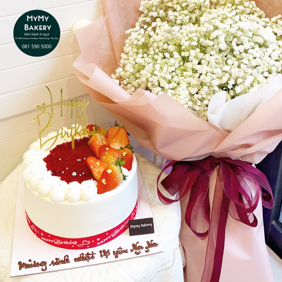 Bánh sinh nhật red velvet dâu tây