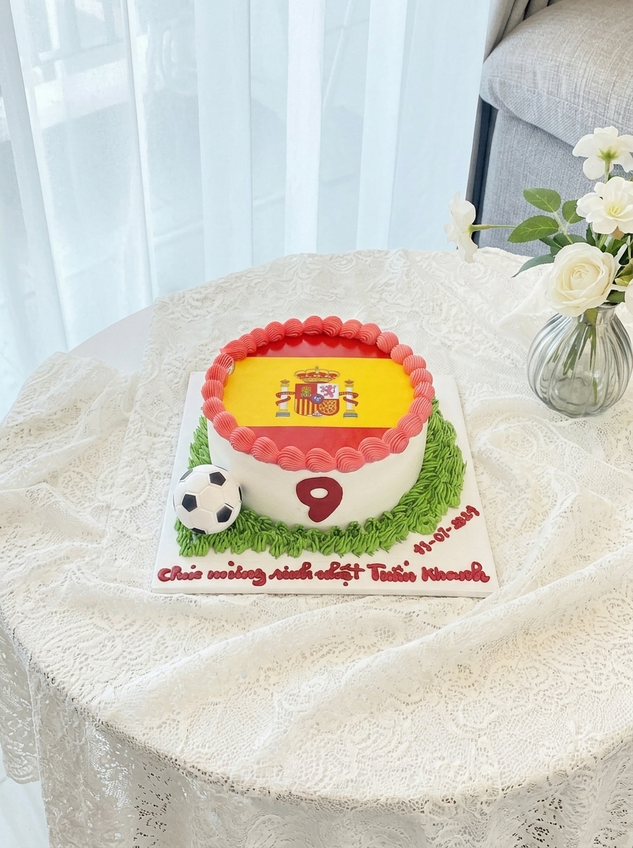 Bánh sinh nhật bóng đá cờ Tây Ban Nha